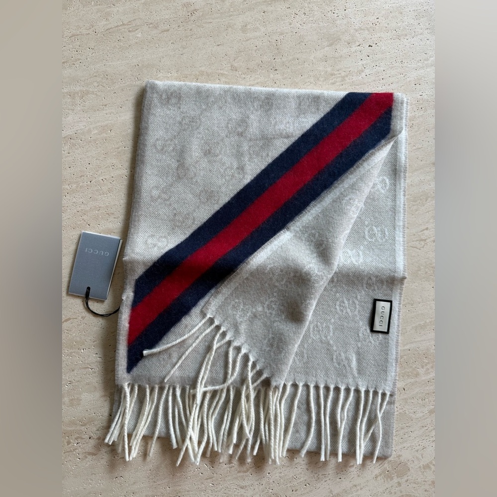 NWT Gucci GG Jacquard  Wool Scarf/Shawl - Picture 5 of 15